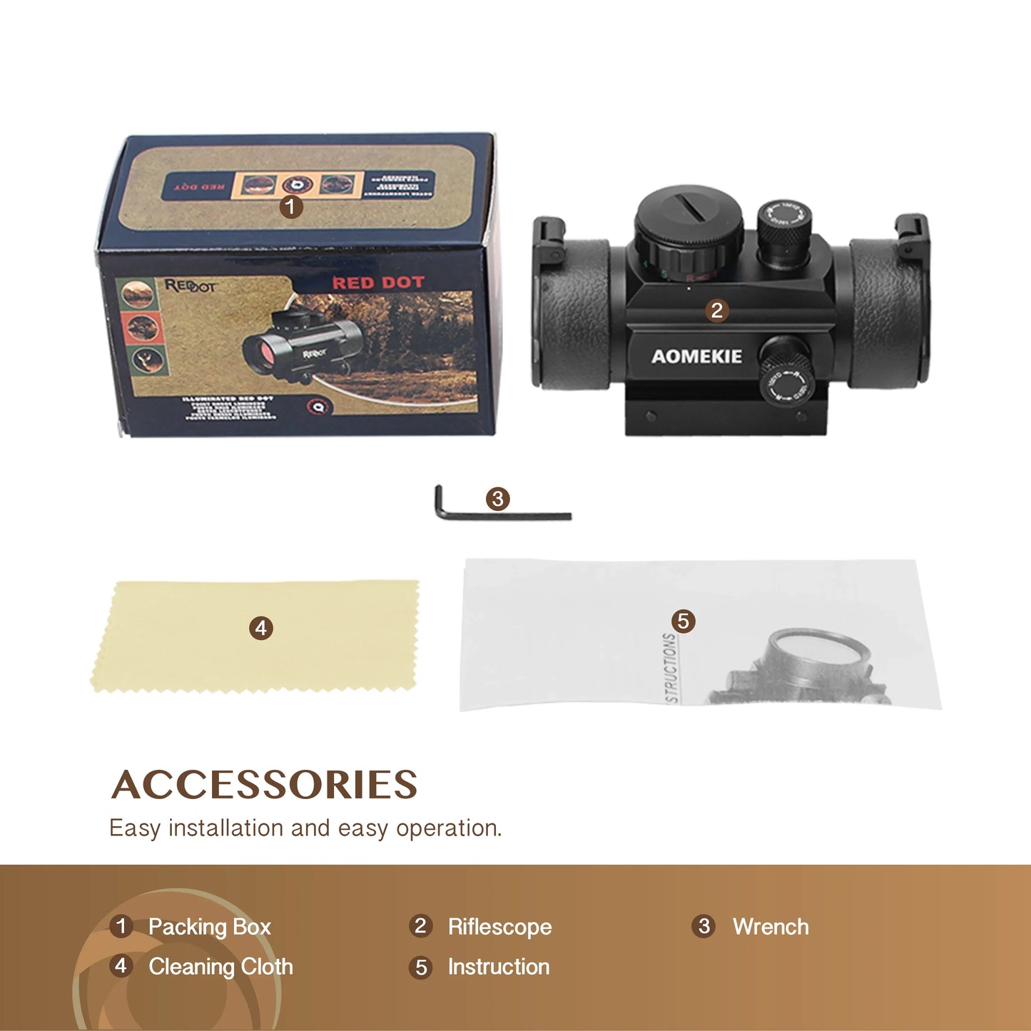 AOMEKIE Riflescope Airsoft Red Dot Sight — 1X 30mm FMC Lens with 22mm/11mm Rail Mount