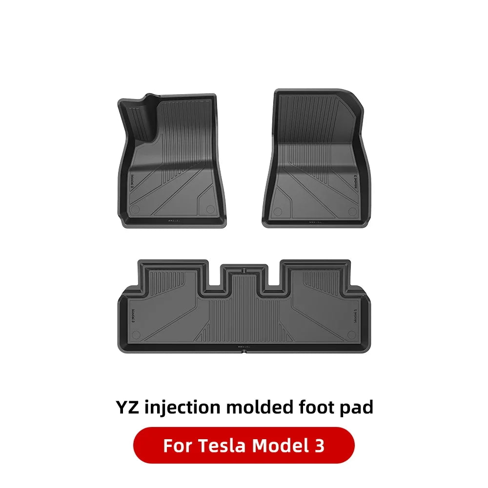 YZ Floor Mats for Tesla Model 3/Y 2021-2023 — Waterproof, Non-Slip TPE Car Accessories