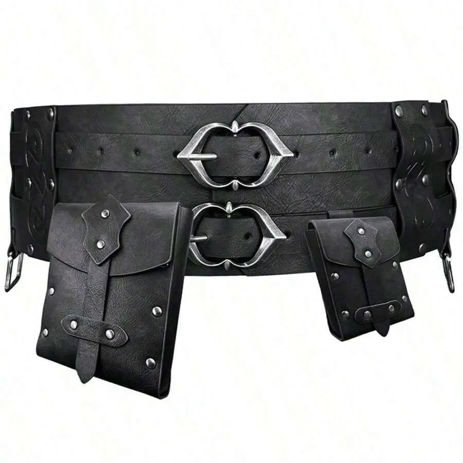 Medieval Belt & Pouch Accessory Set – Renaissance Viking Waist Bag, Wide Vintage Belt for Halloween, 1/2/3pcs