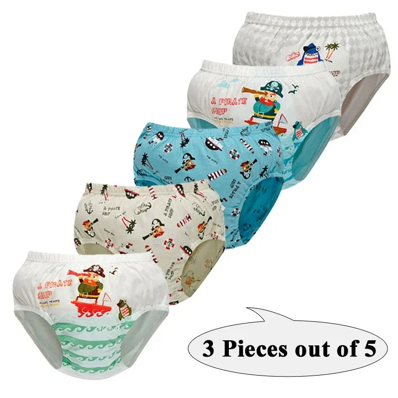 3Pcs Boys Cotton Underwear Set - Cartoon Vehicle Briefs with Breathable Soft Fabric for Kids