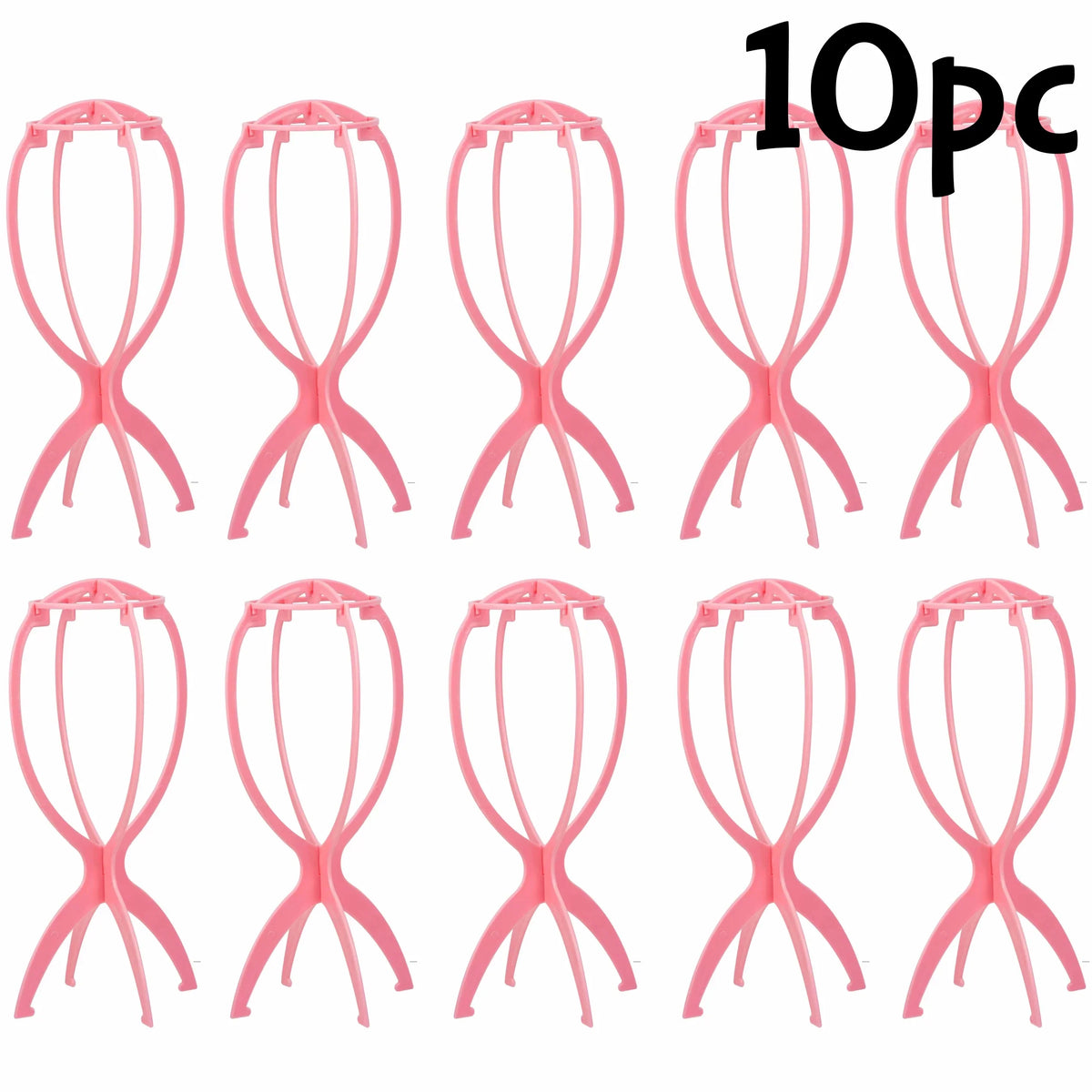 10Pcs Wig Stand Set - Portable Plastic Wig Cap Holder for Home, Salon & Travel Use