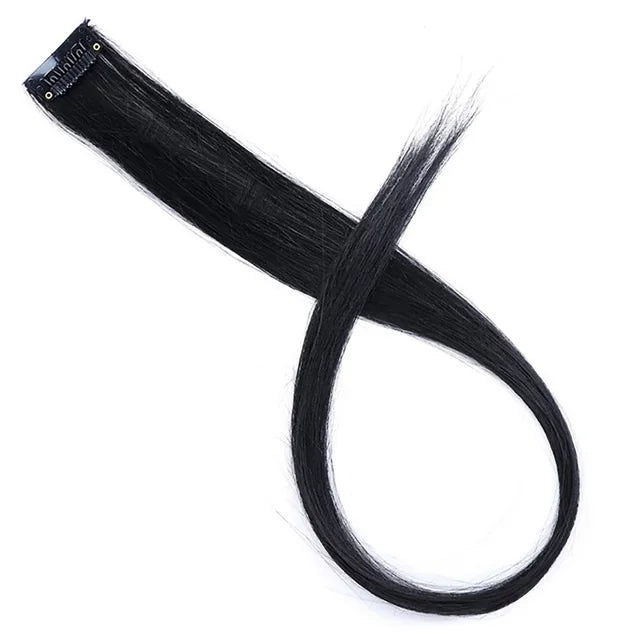 WIGSIN Synthetic Long Straight Rainbow Hair Extension – Colorful Purple Red Blue Hairpiece for Women