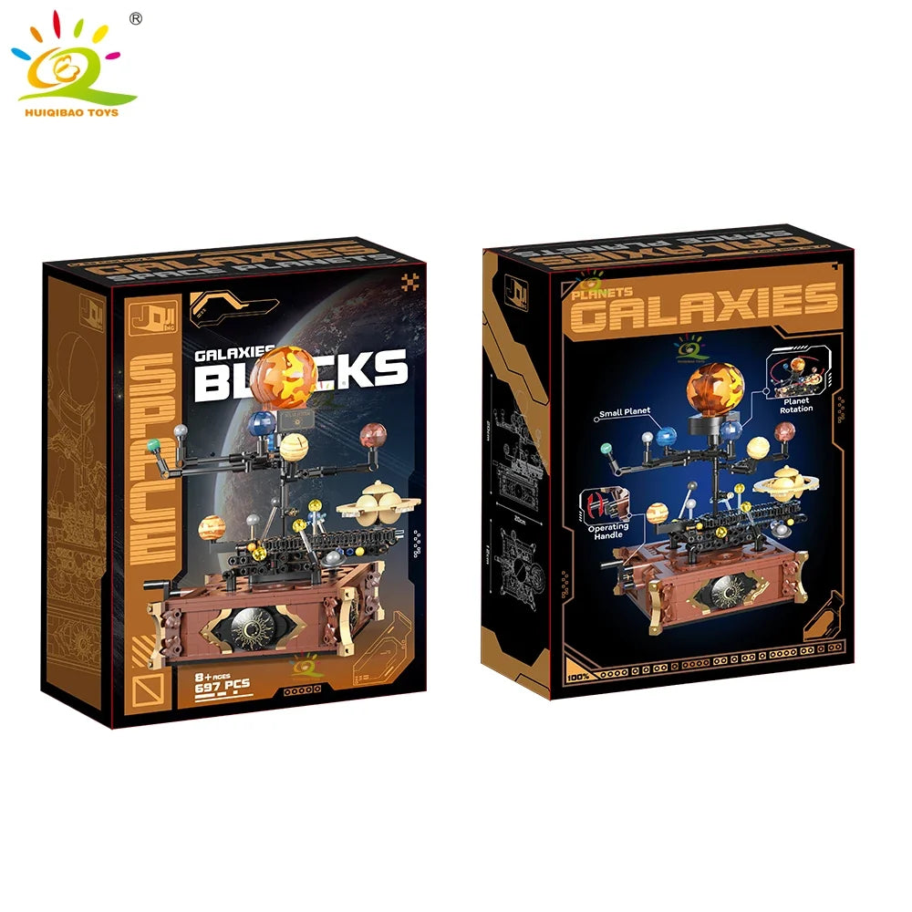 HUIQIBAO MOC Solar System Building Blocks - Space Planet Orbit Model Toy for Kids Desk Decor and Educational Ornament