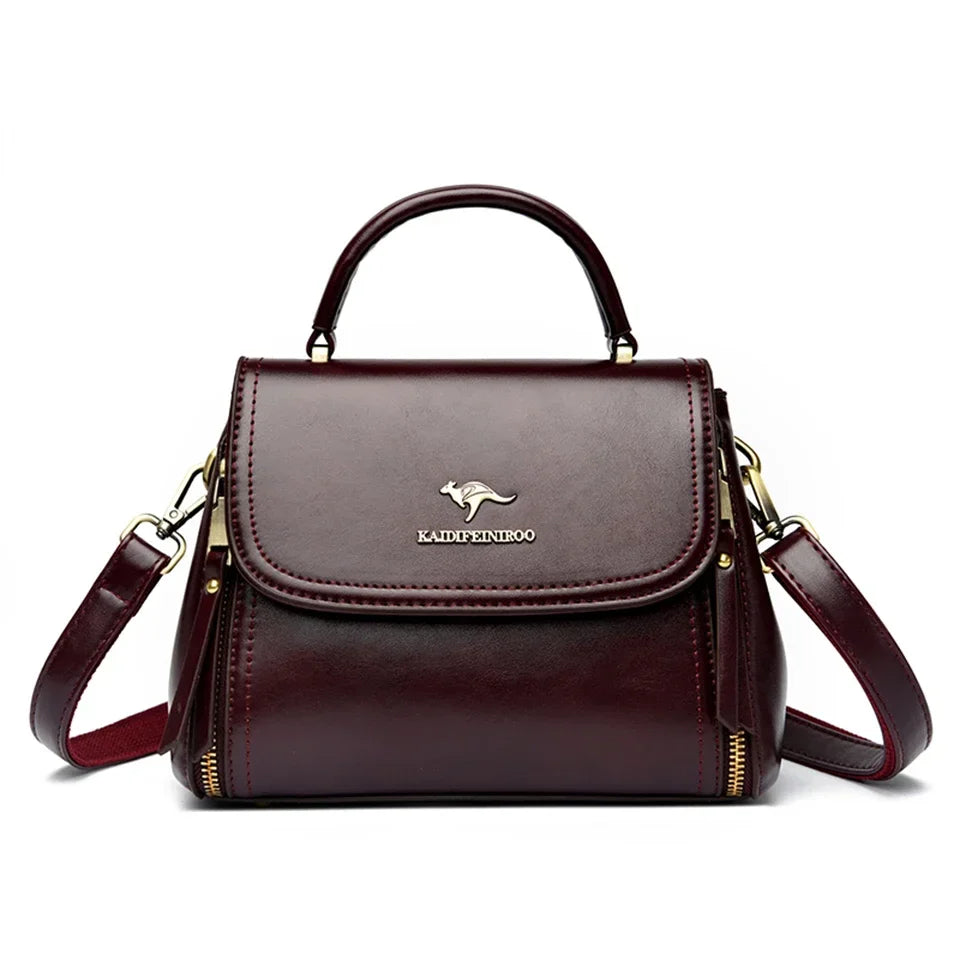 Women’s Soft Leather Top-Handle Bag – Luxury Shoulder Messenger Handbag & High-Quality Purse