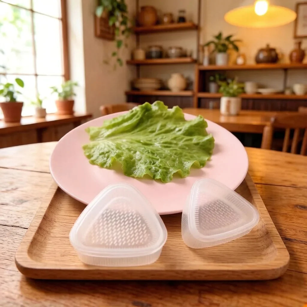 2PCS Transparent DIY Sushi Mold Kit – Onigiri Rice Ball Triangle Maker Press, Kitchen Bento Food Shaping Tool Set