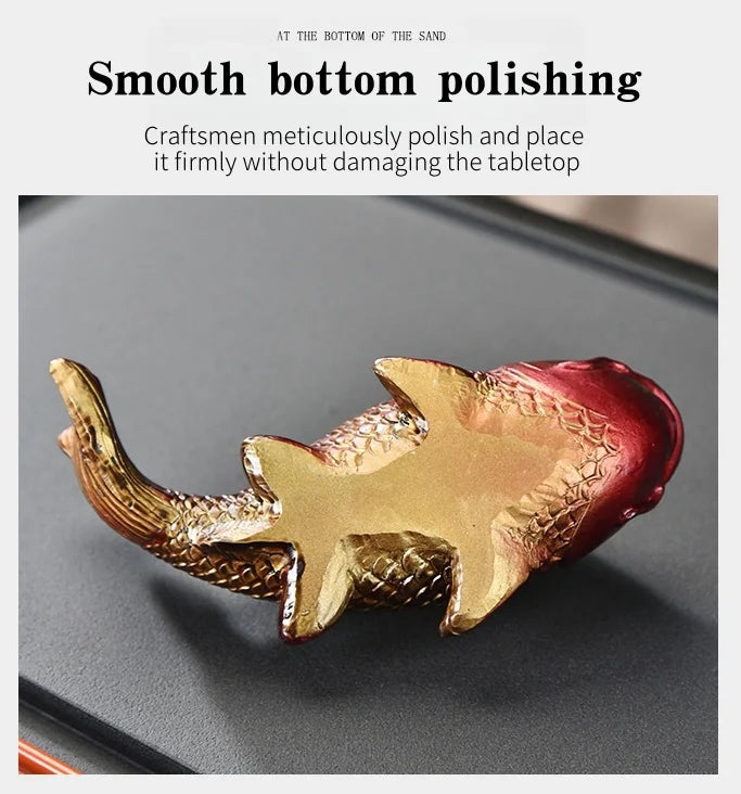 Colour-Changing Koi Carp Tea Table Ornaments – Creative Zen Desktop Decorations, Two Fish Report Happiness Teaware Accessories