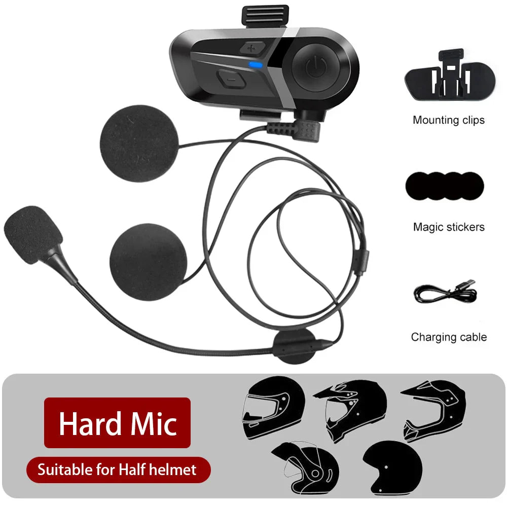 Bluetooth 5.3 Wireless Motorcycle Helmet Headset – Hands-Free Call & Music Player, Waterproof Earphones for Moto Helmets