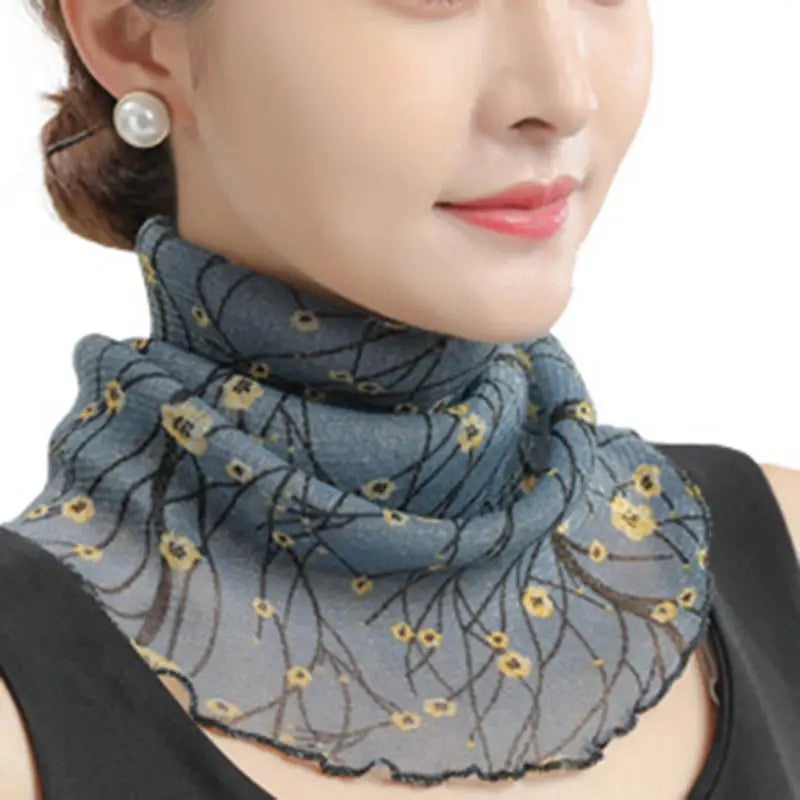 Spring Summer Chiffon Neck Scarf – Lightweight Multi-Function Anti-UV Sunscreen Face & Head Cover for Women