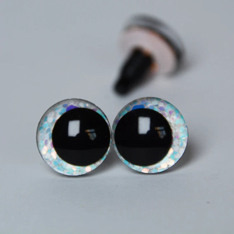 20pcs 3D Cartoon Glitter Doll Safety Eyes – Strange Eyes with Hard Washer, 16mm-30mm for Toys