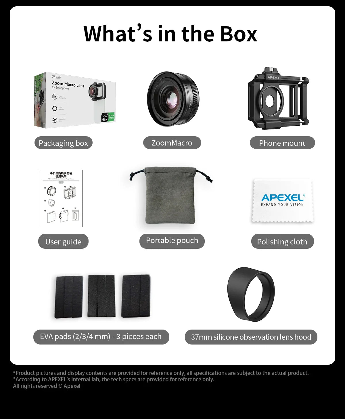 APEXEL 10-20X Zoom HD Macro Lens β Micro Phone Camera Lens for iPhone, Samsung & All Smartphones Eye Macro Photography