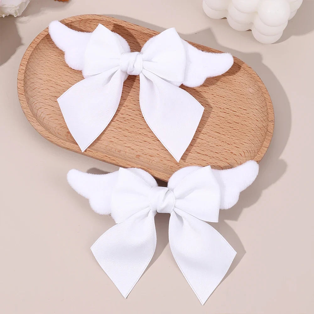 Angel Wings Bow Hair Clips - 2PCS Cute Fluffy Magical Girl Hair Accessories