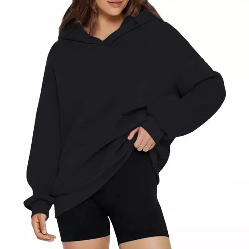 Oversized Hoodie Sweatshirt — Unisex Loose Fit, Drop Shoulder, Cuffed Sleeve Winter Casual Sportswear