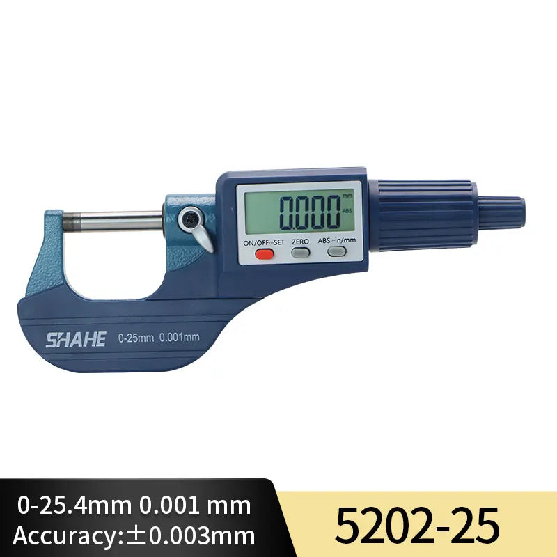SHAHE 0.001mm Electronic Outside Micrometer — 0-25mm Digital Caliper Gauge for Precision Measurement