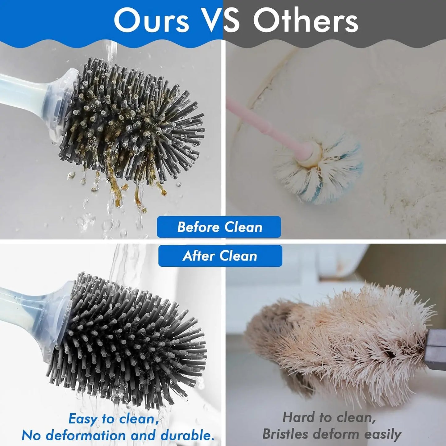 Refillable Toilet Brush with Detergent – Wall-Mounted Long Handle Silicone TPR Brush for Corner Cleaning, Bathroom Tool