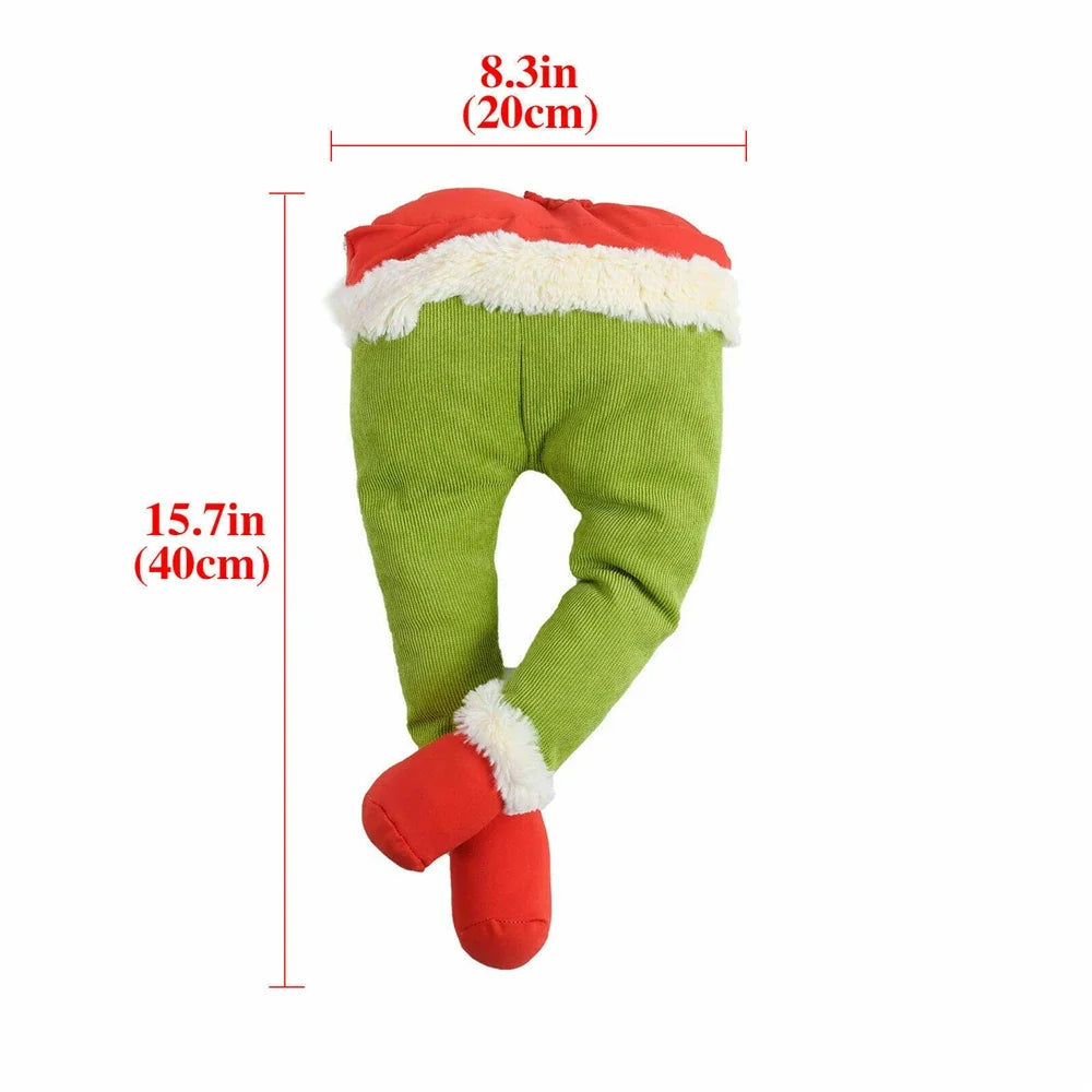 Christmas Elf Leg Plush Toy – Santa Claus Green Tree Decoration Prop for Kids, Holiday Home Decor