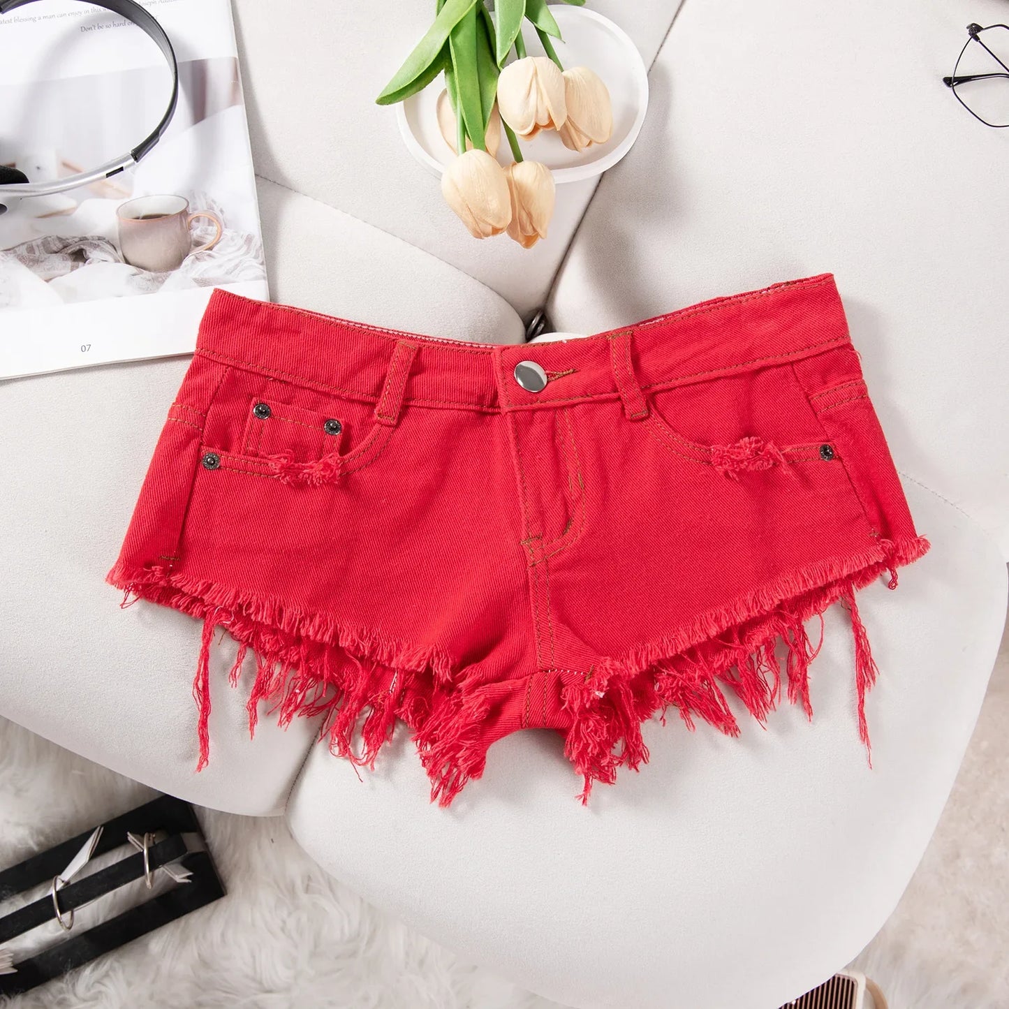 25# Summer Fashion Low-Waist Ripped Denim Shorts — Sexy Hot Pants & Booty Jeans for Women