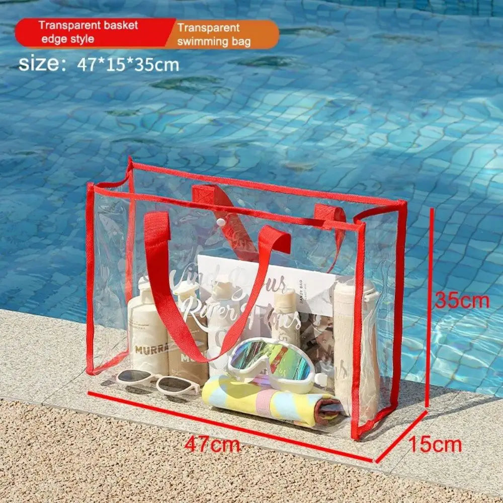 Transparent Waterproof Portable Cosmetic Bag - Fashionable PVC Travel & Beach Bag