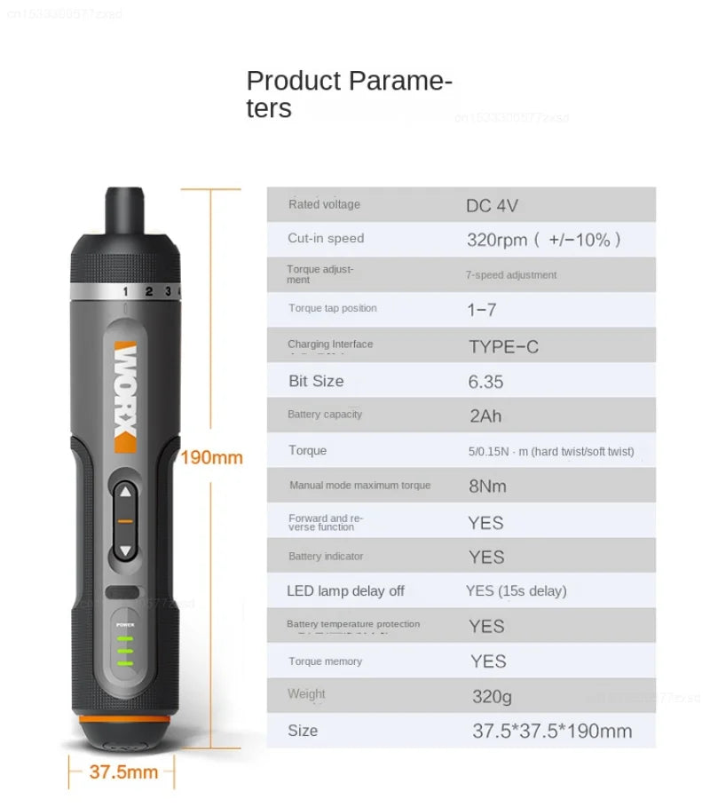 WORX WX242 Mini Electric Screwdriver Set – Smart Cordless, Rechargeable with 30 Bits & Power Drill Tools