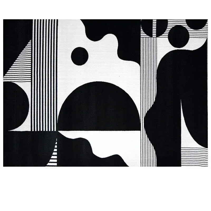 Light Luxury Black & White Plaid Rug — Fluffy Soft Carpet for Bedroom, Living Room, Study, and Home Decor