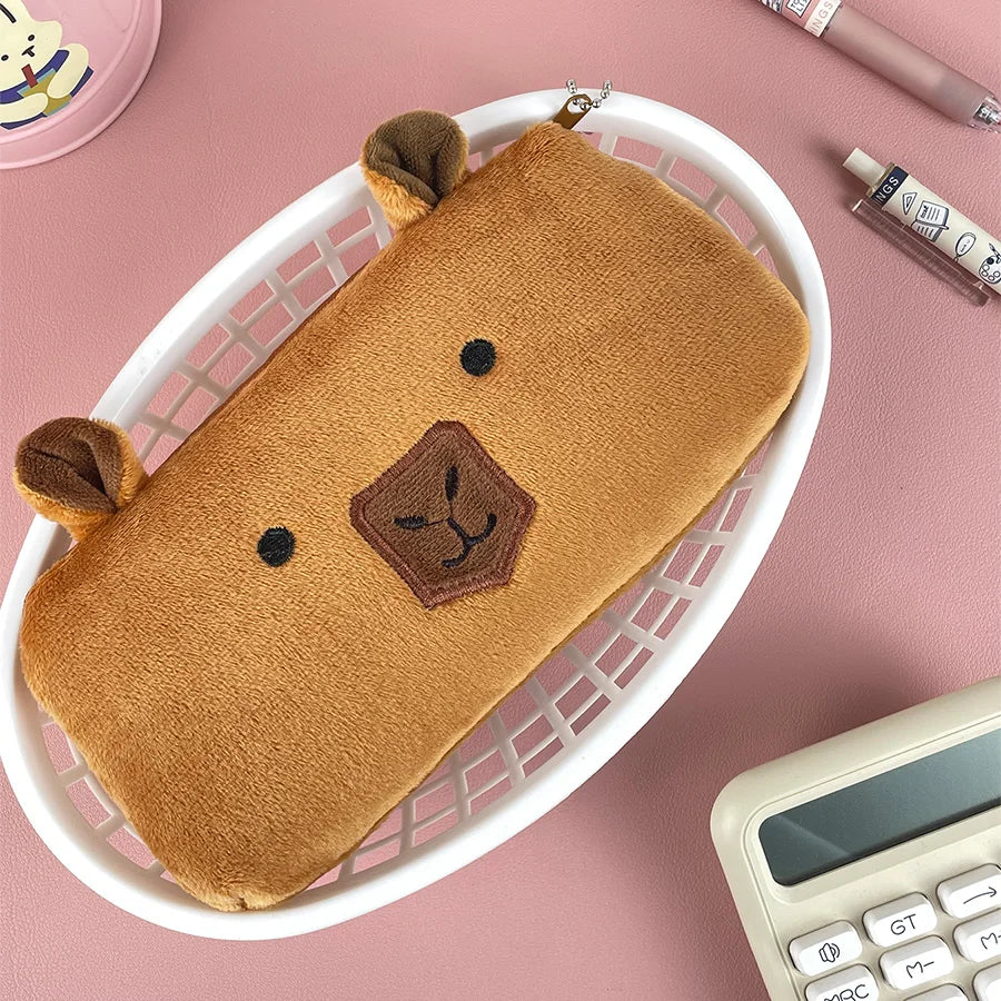 Cute Capybara Plush Pencil Case – Large Capacity Stationery & School Supplies Bag