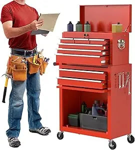 8-Drawer Rolling Tool Chest – Mobile Tool Box with Wheels, Garage Storage Cabinet