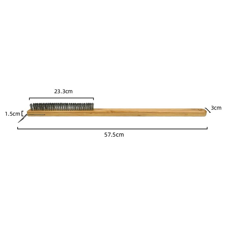 Kitchen Pizza Oven Copper Brush with Wood Handle - Bristle Brass Grill Cleaning Small Brush for Oven Cleaner