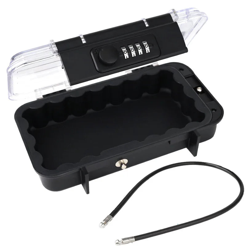 Portable Travel Safe Box – Large Capacity Security Lockbox with Code & Key, Waterproof, Removable Cable Handle