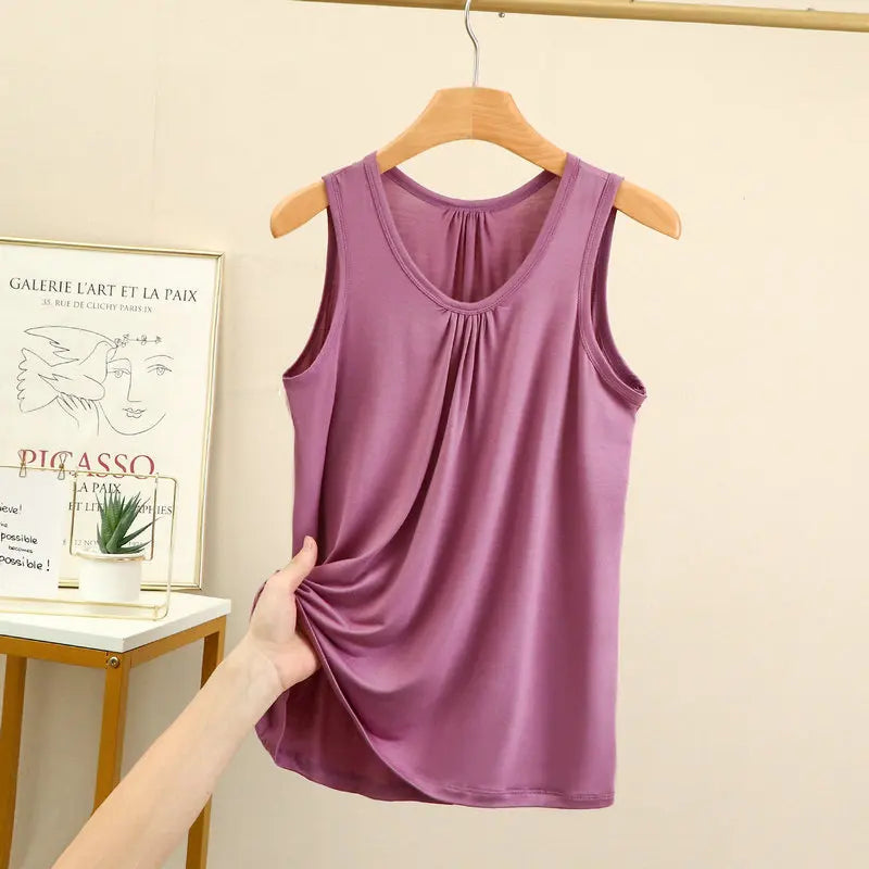 Women’s Plus Size Modal Tank Top - Loose Fold Sleeveless Summer Vest Shirt XL-6XL Casual Homewear