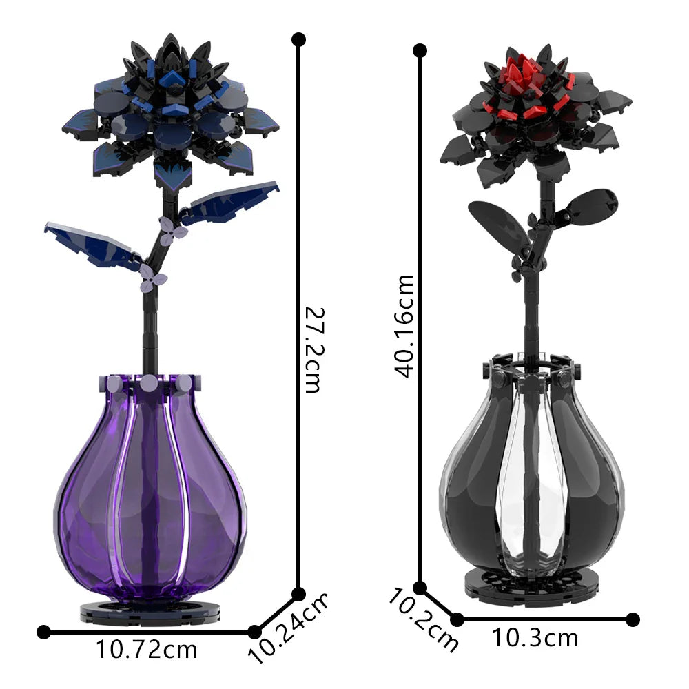 MOC Dahlia Flower Building Blocks – DIY Tianzhu Peony Brick Toy, Romantic Bouquet Model for Home Decoration & Gifts