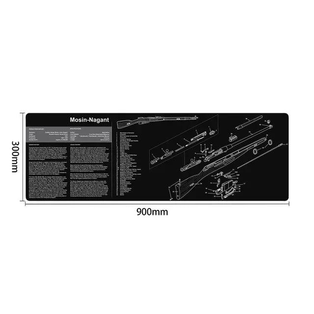 Gun Cleaning Rubber Mat Mouse Pad – AR15, AK47, Remington 870, GLOCK Gen4/Gen5, CZ-75, P220, P226, P229, Beretta 92, 1911 3D Work Mat