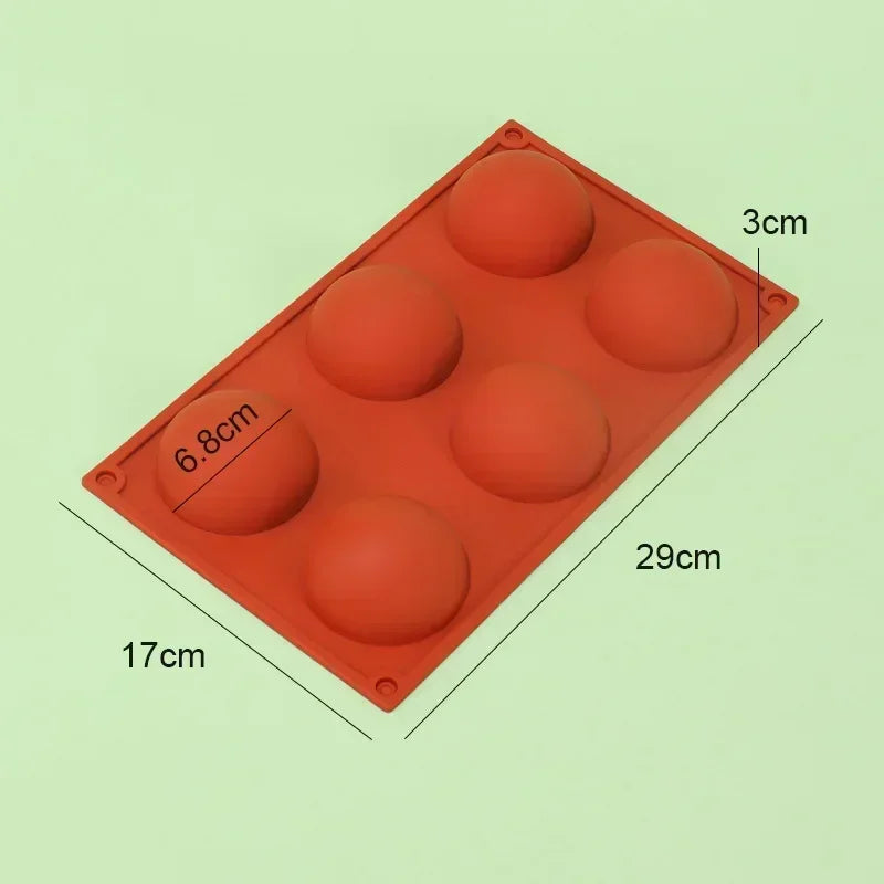6/8/15/24-Hole Half Sphere Silicone Mold — 3D Brownie, Pudding, Mousse & Chocolate Dessert Baking Tool