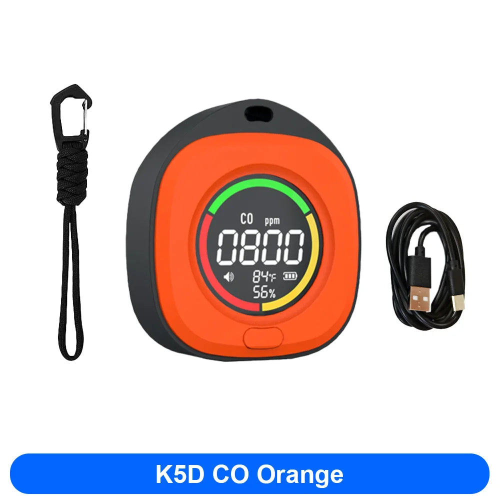 FMAi K5 Carbon Monoxide Detector - Portable Rechargeable CO & CO2 Monitor with LED Display and Alarm