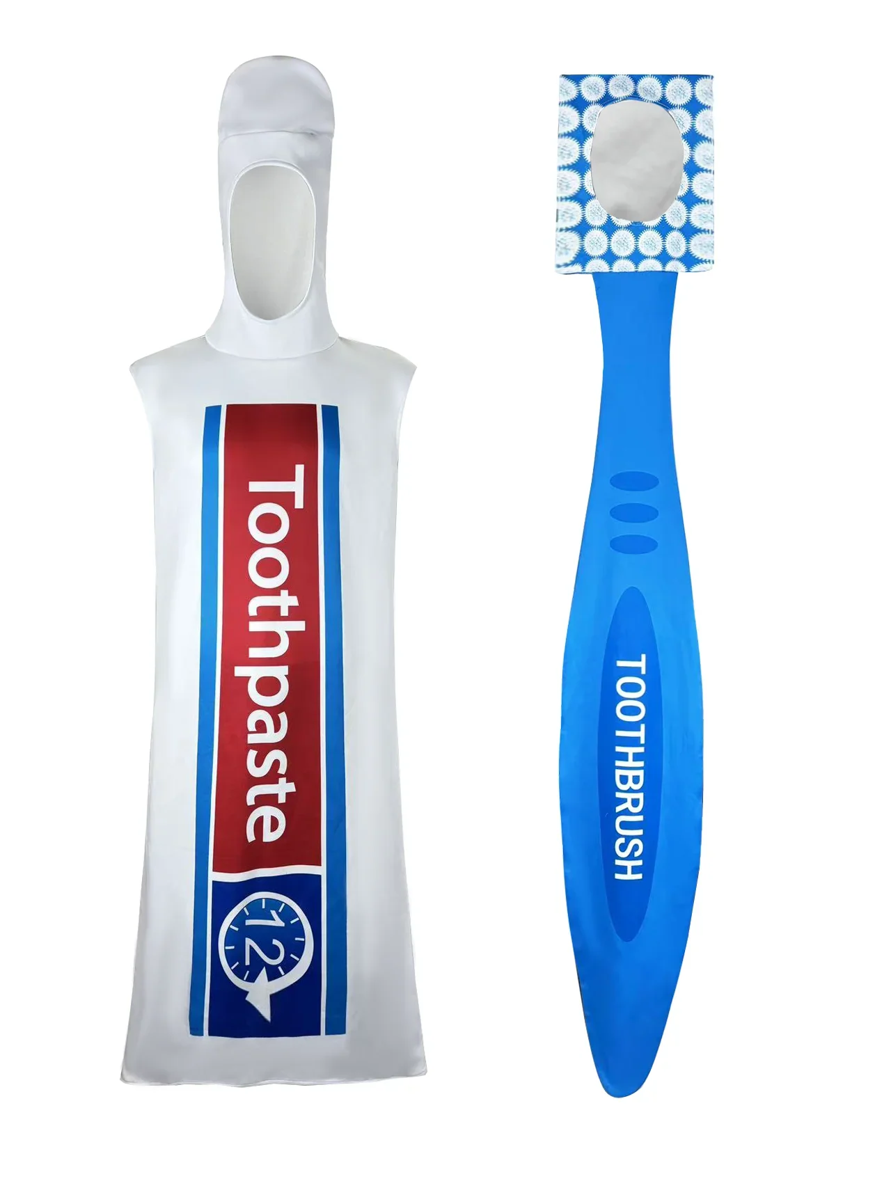 Couples Toothbrush & Toothpaste Cosplay Costume - Funny Halloween Role-Play Party & Performance Outfit