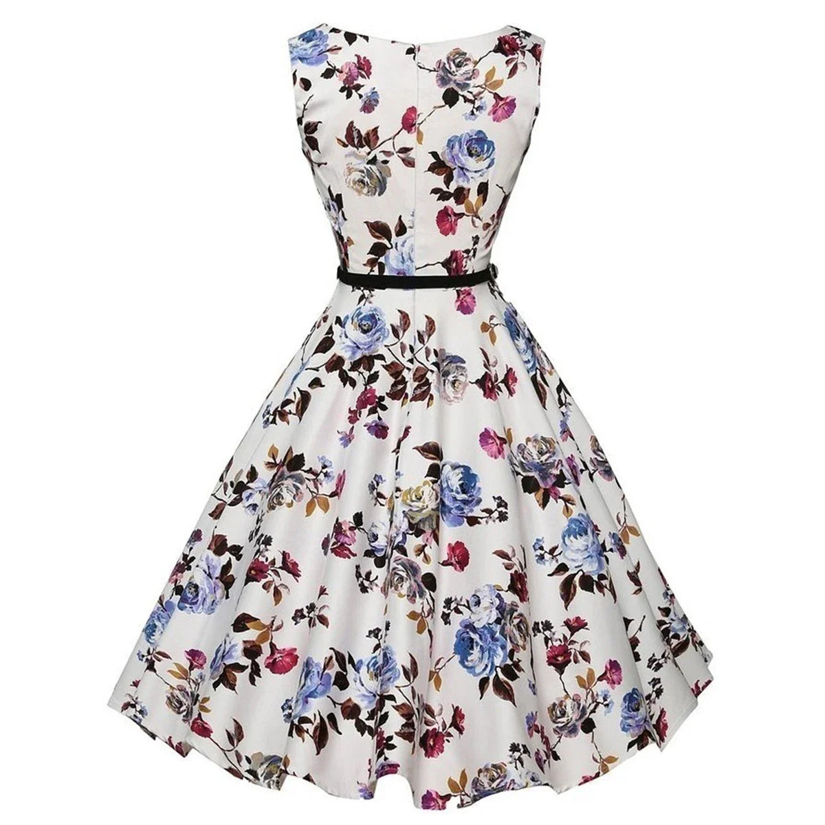 Women’s Summer Floral Vintage Swing Dress – Retro Rockabilly Casual Floral Midi Vestido for Everyday & Vacation Wear