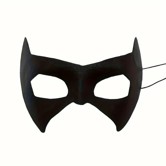 Adult Black PVC Masquerade Mask — Bat Bunny Party Mask for Men & Women, Carnival, Prom, and Costume Events