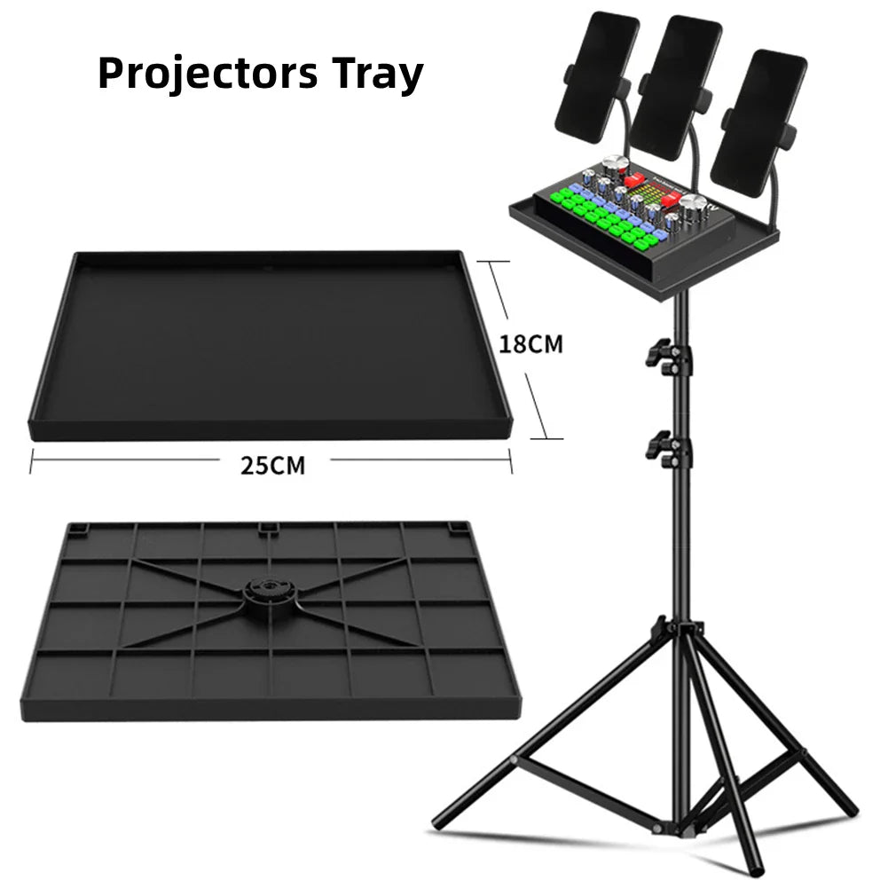 Sound Card Projector Tray with Microphone Tripod Stand β Smartphone, Camera, and Laptop Bracket Platform with 1/4-inch Screw Adapter