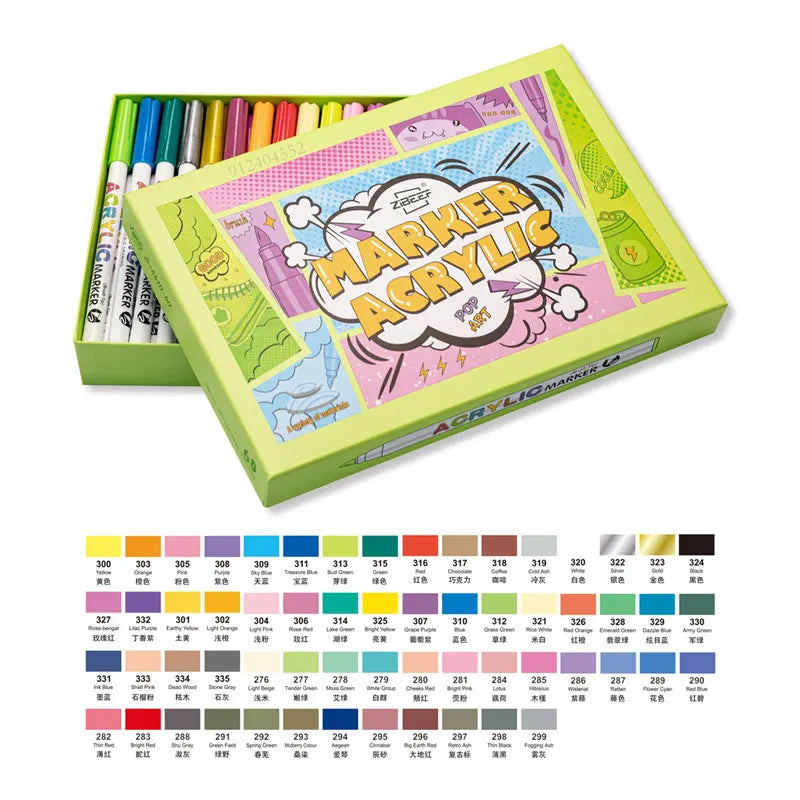 18/60-Color Acrylic Paint Pens β Brush Marker Set for Rock Painting, Glass, Ceramic, Fabric & DIY Art Supplies