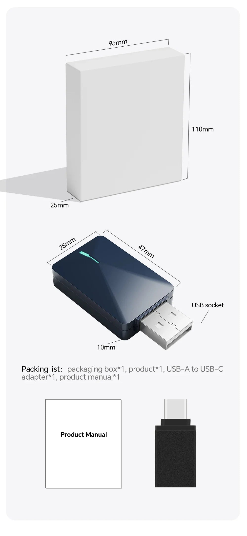 Mini U3 Smart Box for Mazda – Wireless CarPlay & Android Auto, Plug & Play with OTA Upgrade