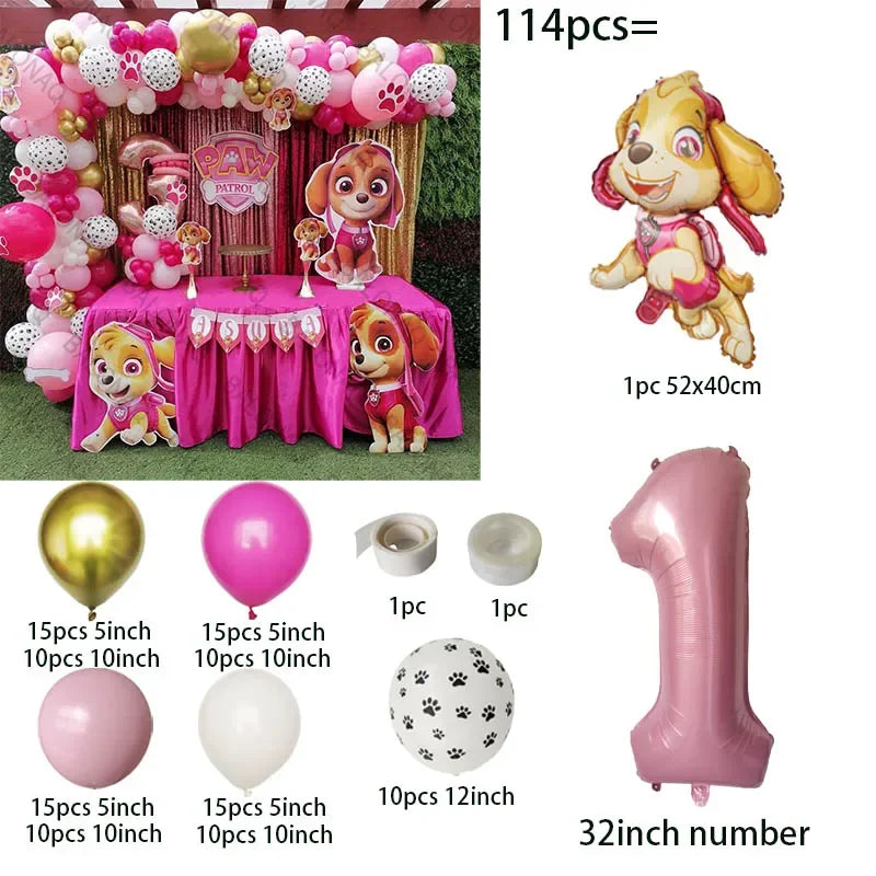 Pink Paw Patrol Party Supplies for Girls – Skye Balloons, Cups, Plates & Tablecloth for Birthday & Baby Shower