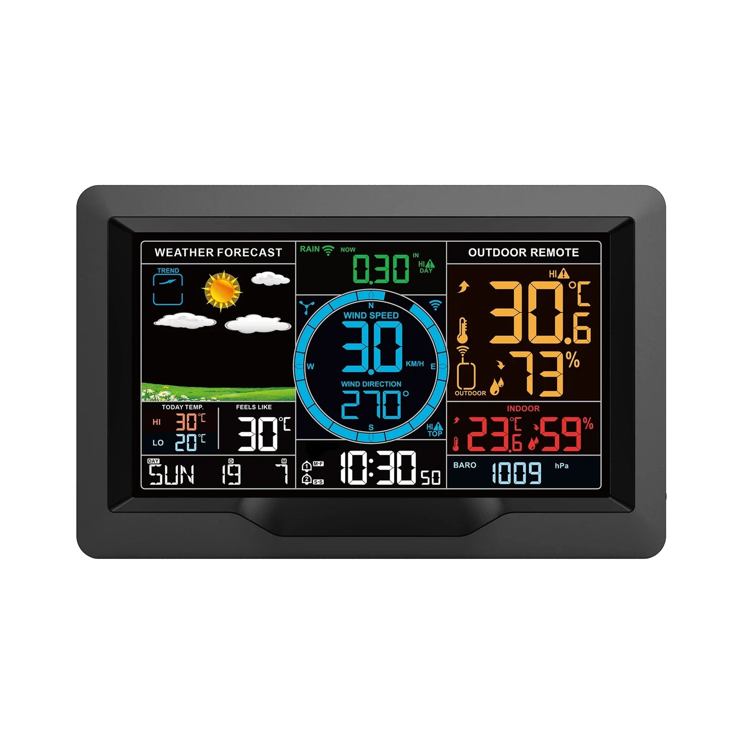 FJ3390A Multifunctional Weather Station - Temperature, Humidity, Wind Speed & Rainfall Detection with Weather Forecast Clock
