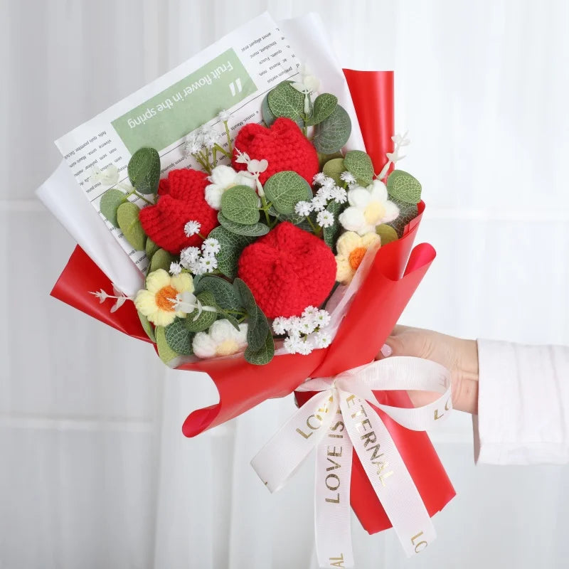 Knitted Sunflower Bouquet — Handmade Crochet Flowers for Valentine, Mother’s Day & Birthday Gifts