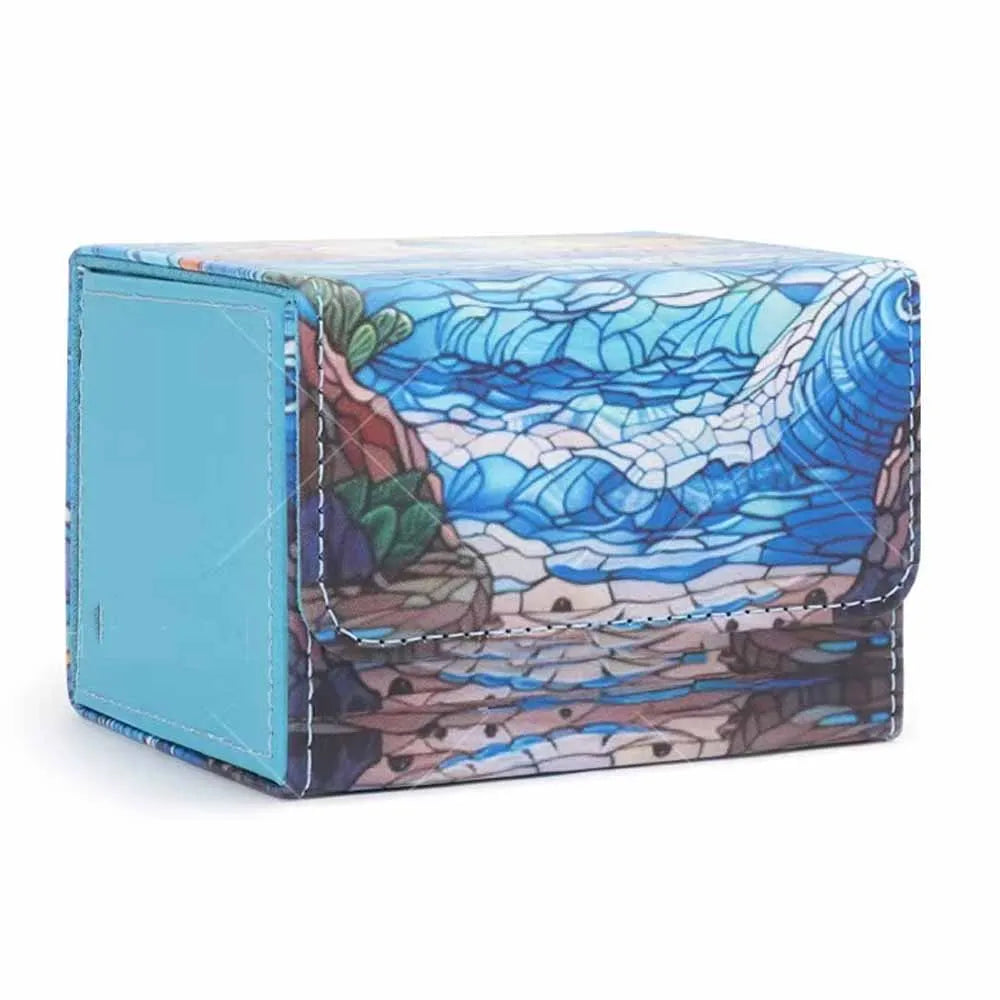 PU Leather Card Storage Box - 140+ Card Deck Holder Case for Game Card Collection & Organization