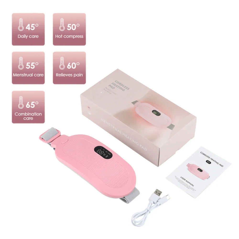 Electric Heating Pad for Women | Menstrual Cramp Relief Vibrator Belt | Abdominal Warmer & Blood Circulation Massager