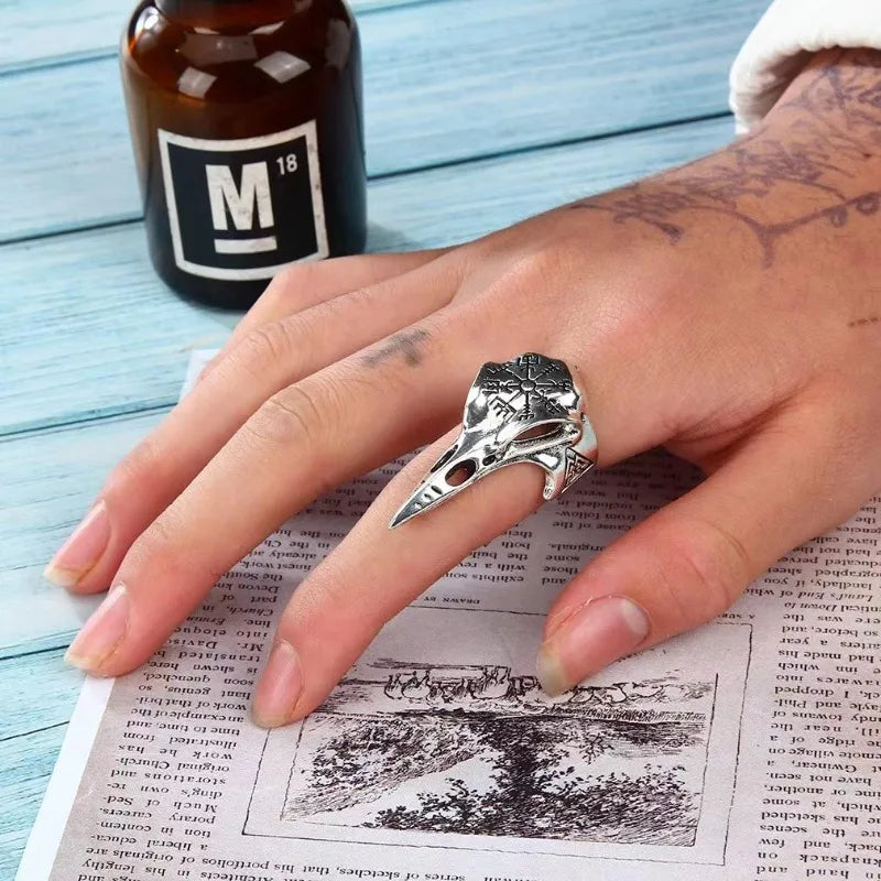 Vintage Punk Viking Bird Beak Alloy Opening Ring ā Adjustable Men's Creative Party Jewelry Gift