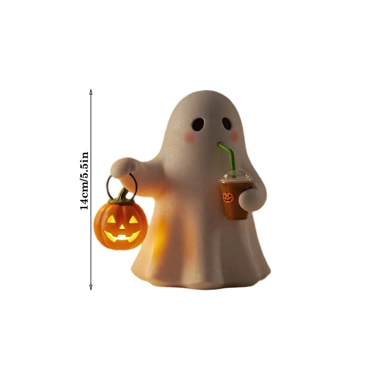 Cute Ghost Resin Nightlight – Halloween Home Decoration, Creative Craft Atmospheric Decor for Spooky Holiday Ambience