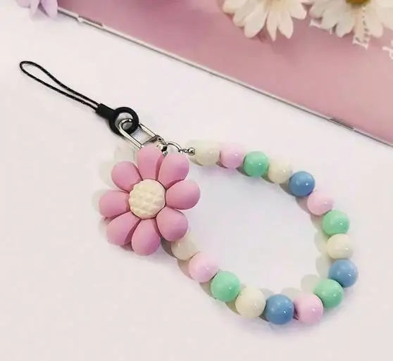 Colorful Macaron Beaded Phone Lanyard Wrist Strap β Anti-Lost Short Handheld Mobile Phone Chain Pendant for Women