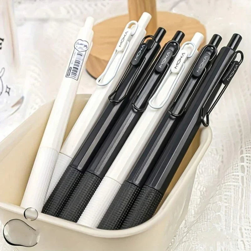 6pcs Retractable Gel Pen Set - 0.5mm Quick-Drying Black Ink Kawaii School & Office Stationery