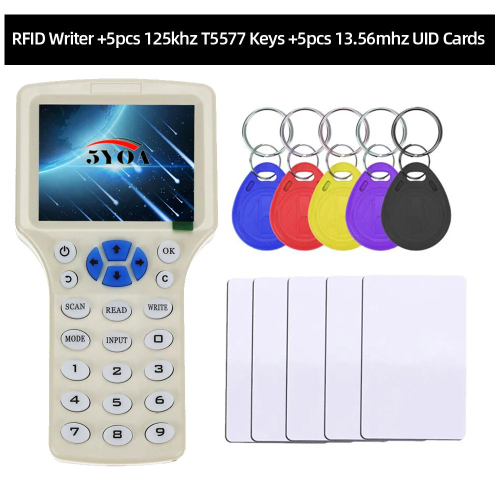 English 10-Frequency RFID Copier – USB NFC ID/IC Reader Writer, M1 13.56MHz Encrypted Duplicator & Programmer for UID Tag Key Cards
