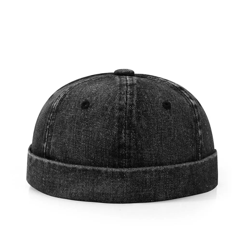 Fashion Denim Docker Cap - Adjustable Brimless Sailor Hat for Men & Women