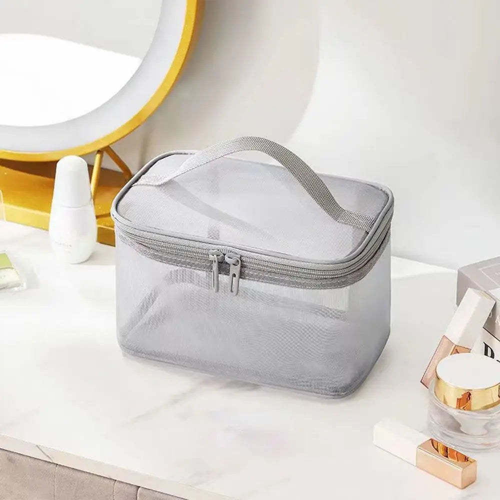 Fashion Transparent Mesh Travel Cosmetic Bag — 1/2/3 Layer Large-Capacity Makeup Organizer & Women’s Toiletry Bag